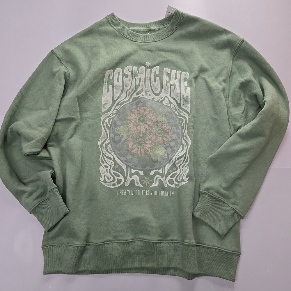 Hollister California Cosmic Eye Graphic Sweatshirt Sage‎ Green Size S